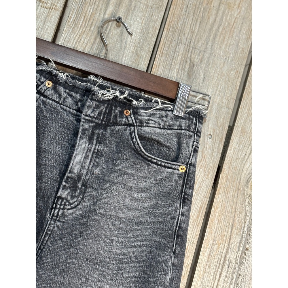 Topshop Straight Leg Jeans Faded Black Raw Hem W26 L32 02N31RWBK - Picture 2 of 6